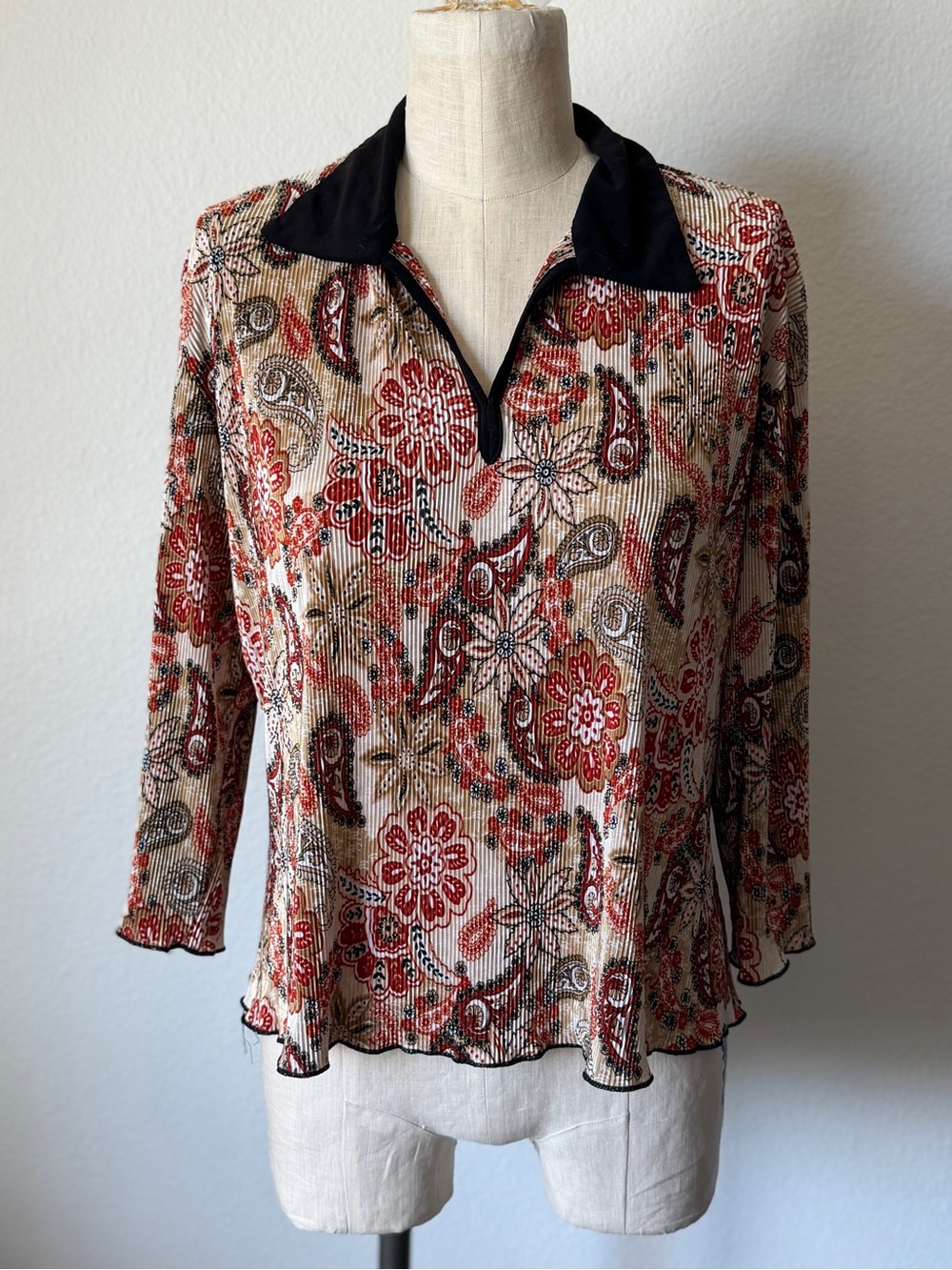 Vintage JTB Petite Paisley Collared Top